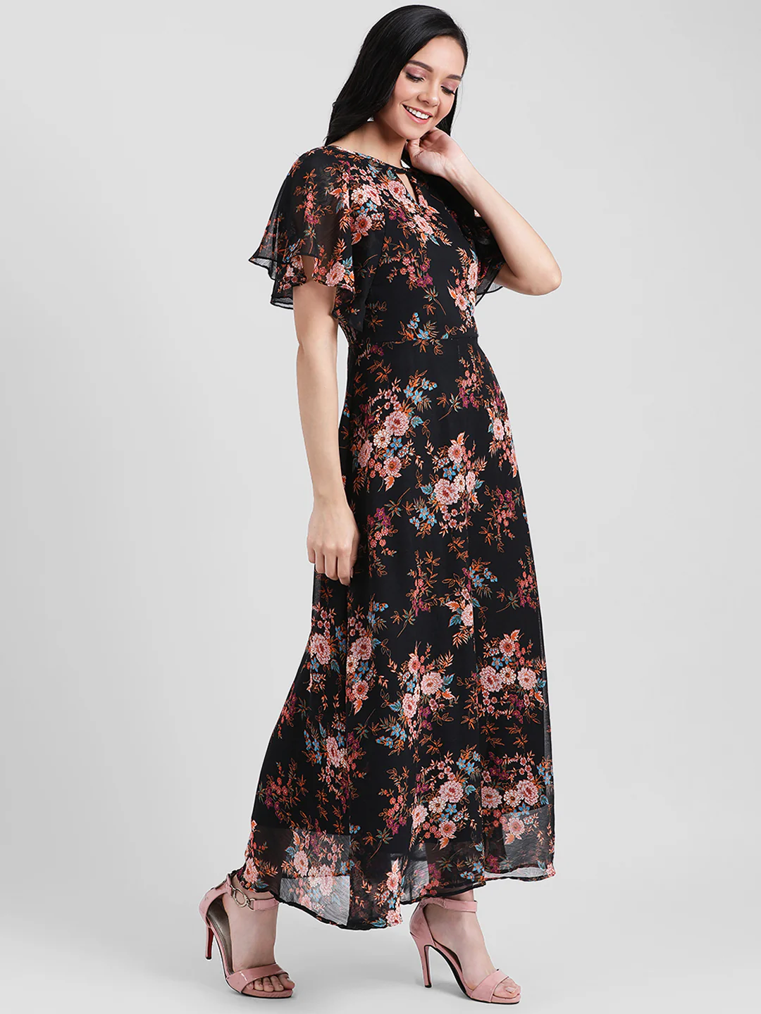 Black Printed Maxi Dress - Image 4