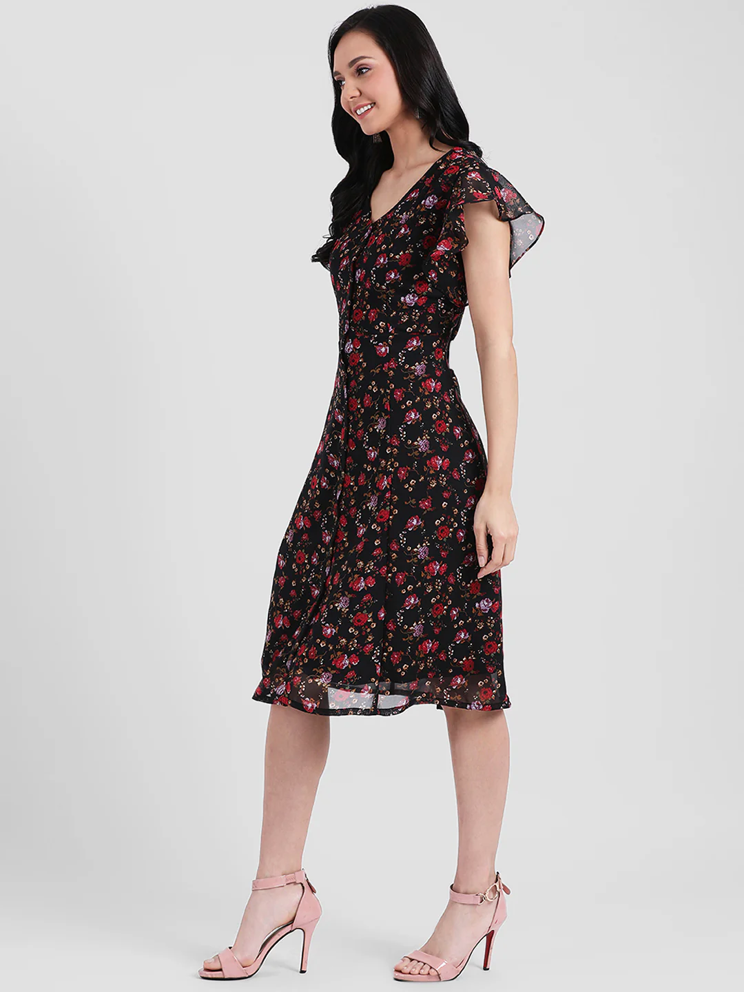 Black Printed Sheath Dress - Image 2