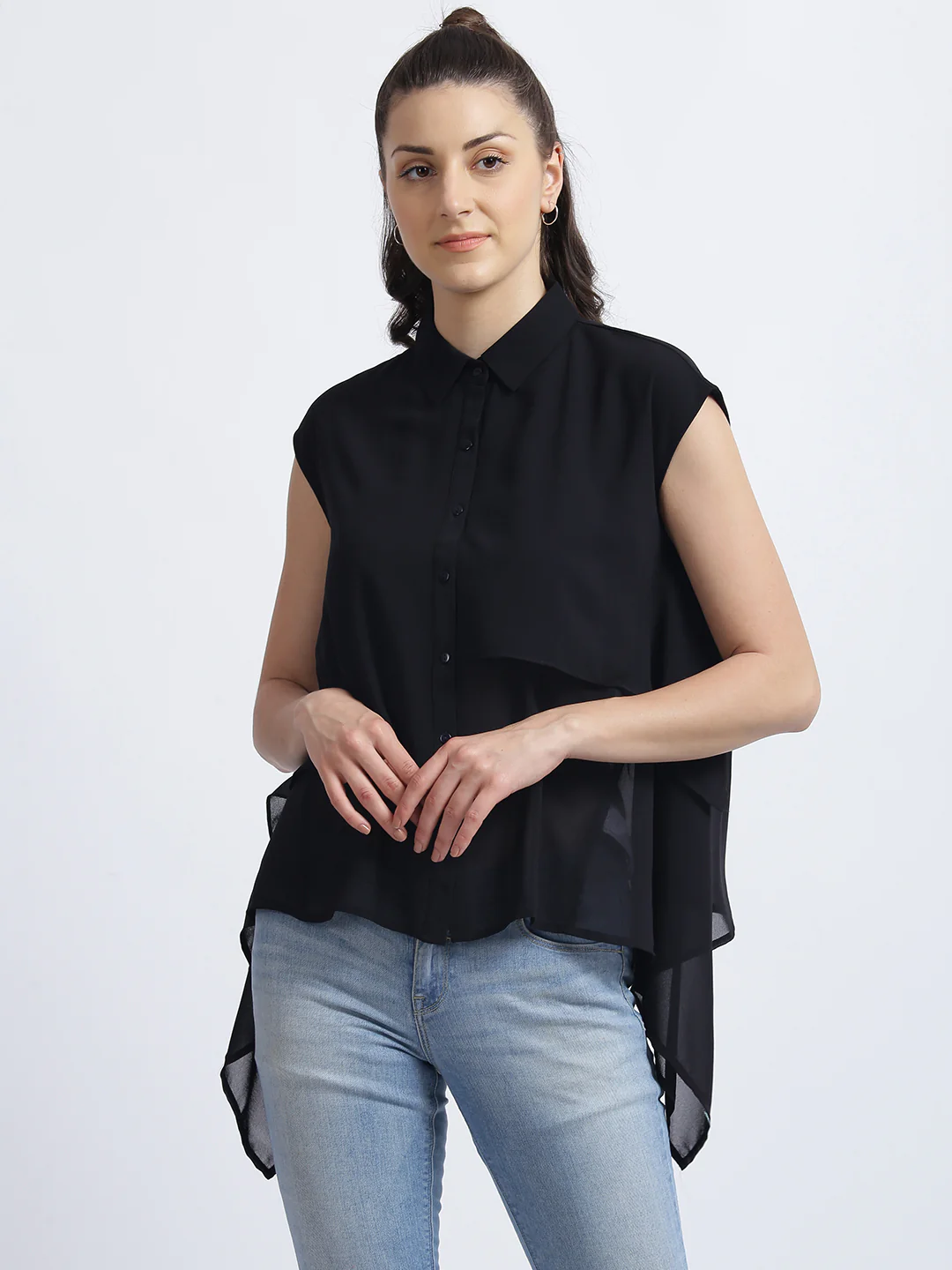 Black Solid Regular Shirt - Image 2