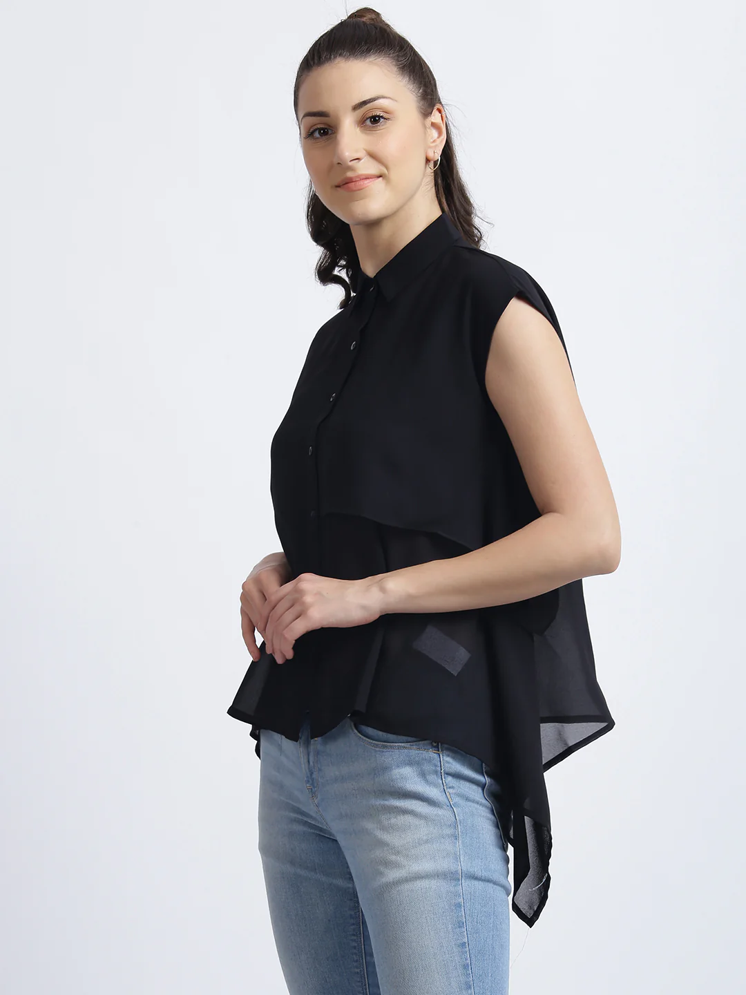 Black Solid Regular Shirt - Image 3