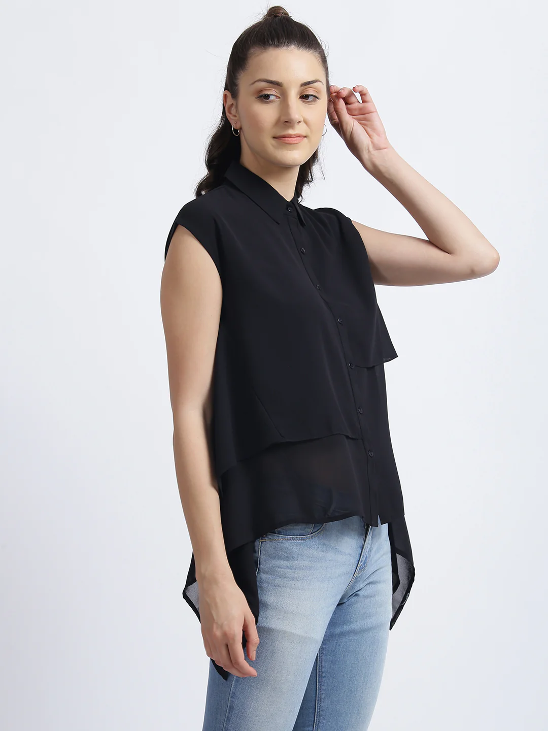 Black Solid Regular Shirt - Image 4