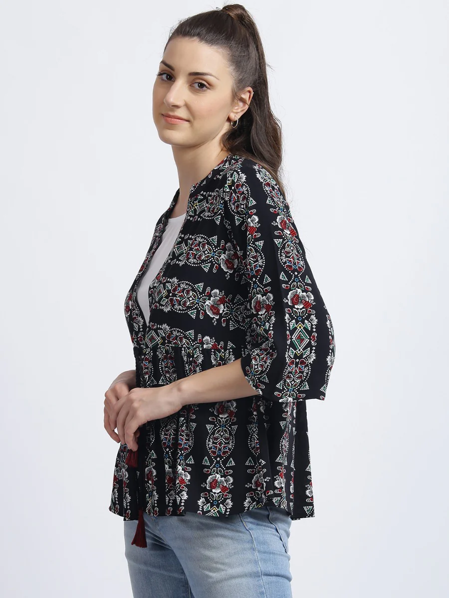 Black Tribal Print Regular Shrug - Image 3
