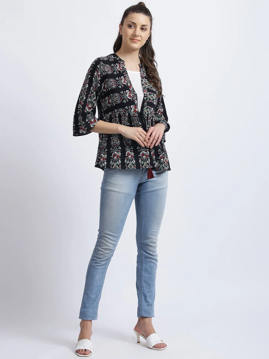 Black Tribal Print Regular Shrug - Image 6