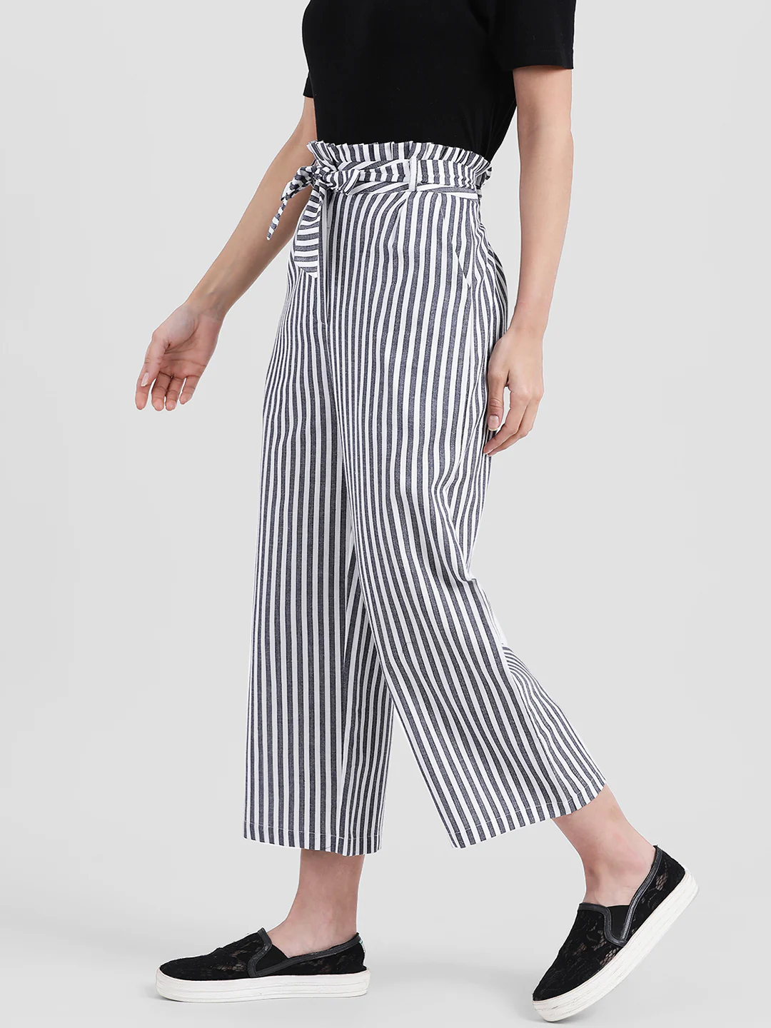 Black & White Striped Regular Trousers - Image 2