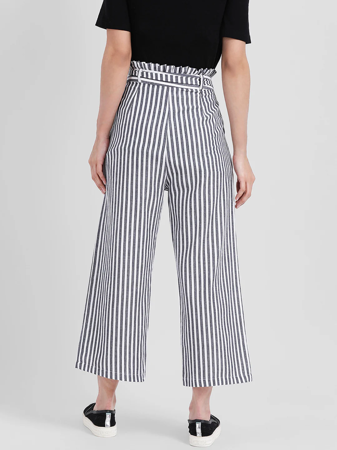 Black & White Striped Regular Trousers - Image 4