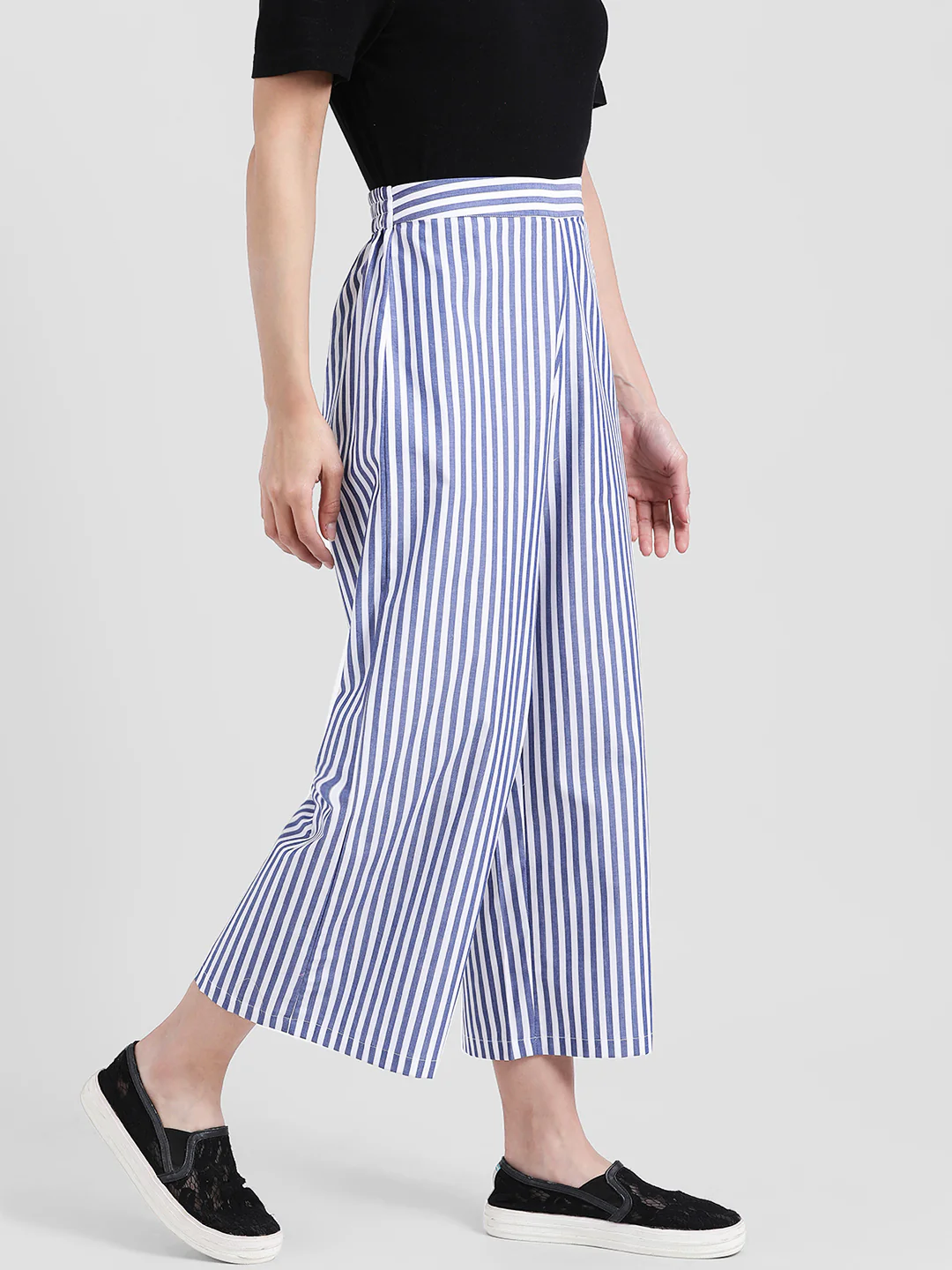 Blue & White Striped Regular Trousers - Image 3