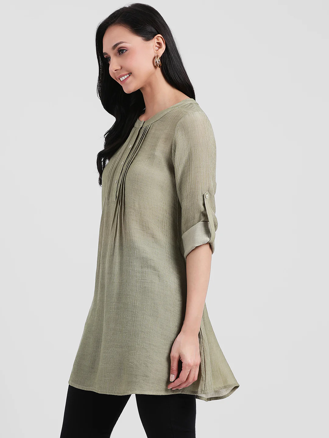 Green Solid Tunic - Image 2