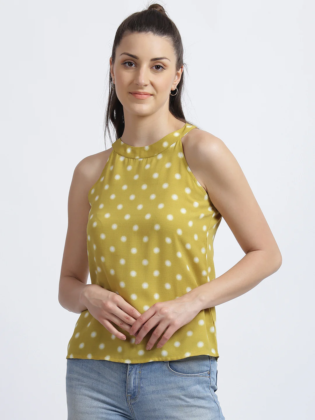Lime Yellow Polka Dots Regular Top - Image 2