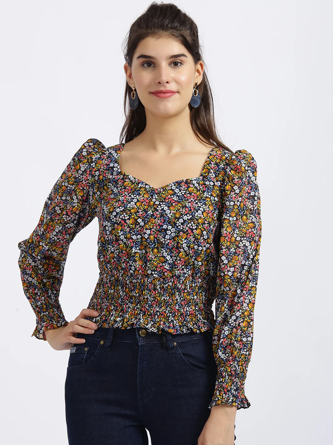 Multi Floral Print Regular Top