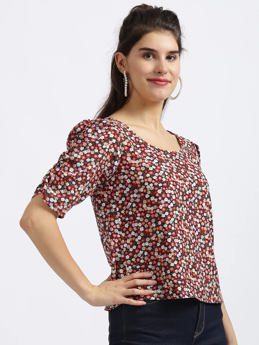 Multi Floral Print Regular Top - Image 4