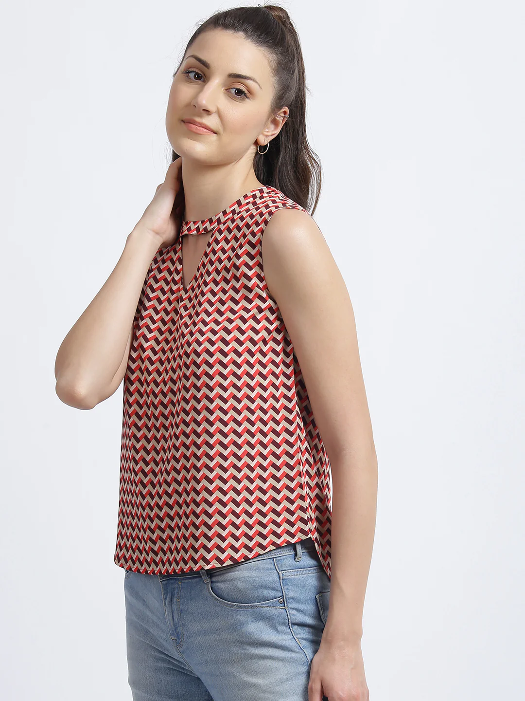 Multi Colored Geometric Print Top - Image 2