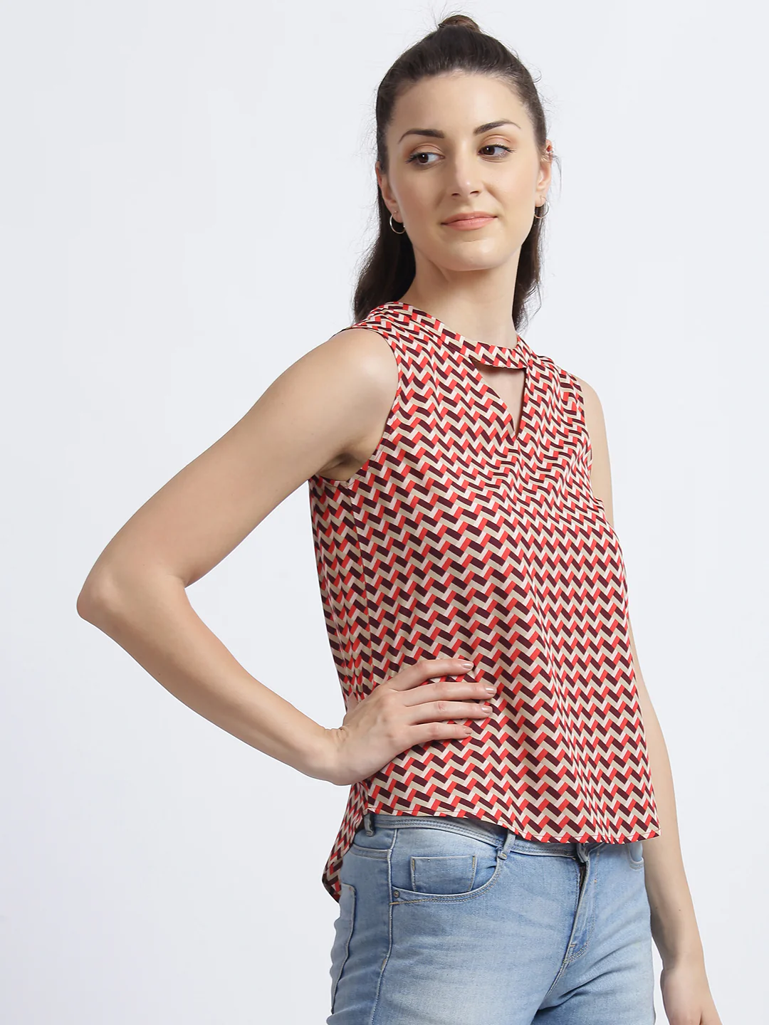 Multi Colored Geometric Print Top - Image 3