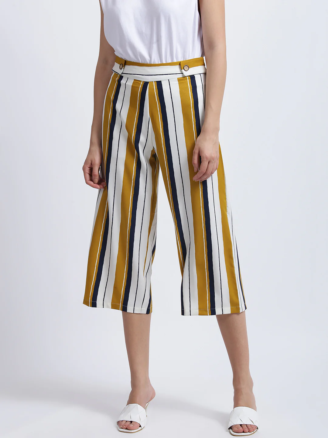 Mustard Striped High Waisted Palazzo - Image 2