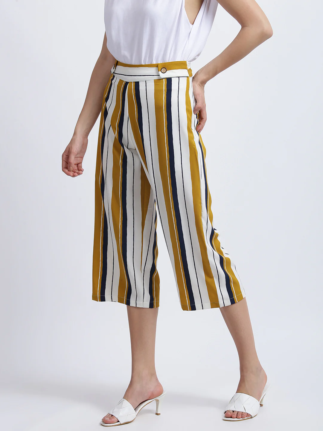 Mustard Striped High Waisted Palazzo - Image 3