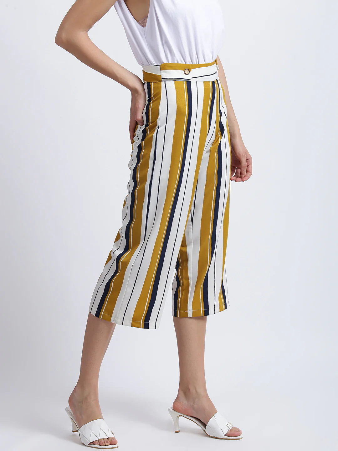 Mustard Striped High Waisted Palazzo - Image 4