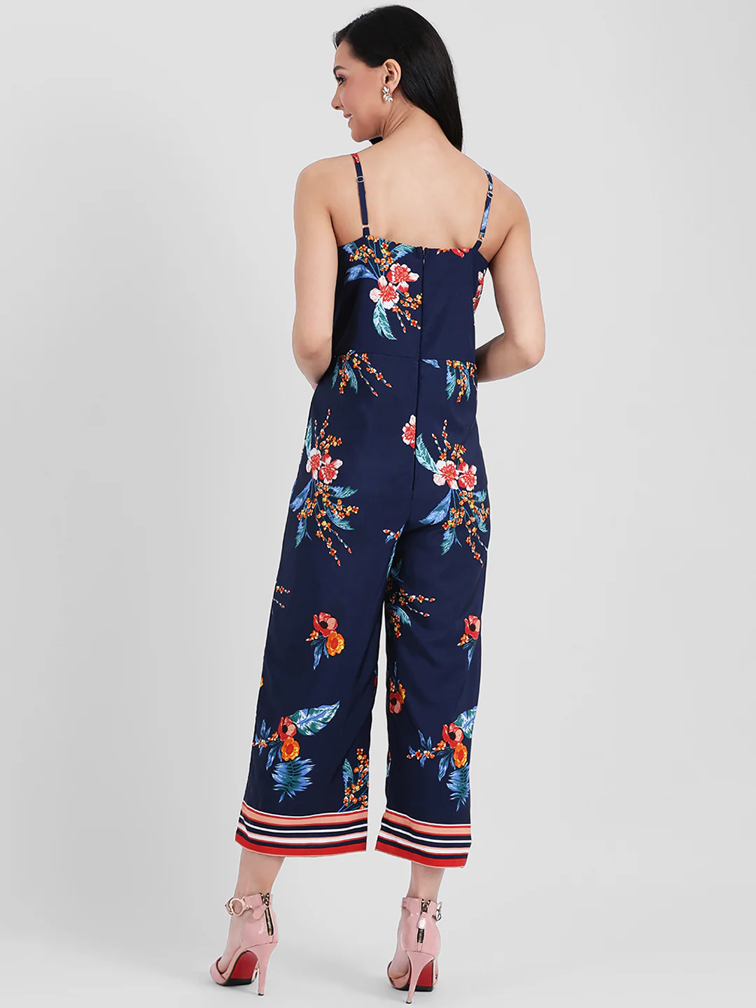 Navy Blue Self Design Basic Jumpsuit - Image 4