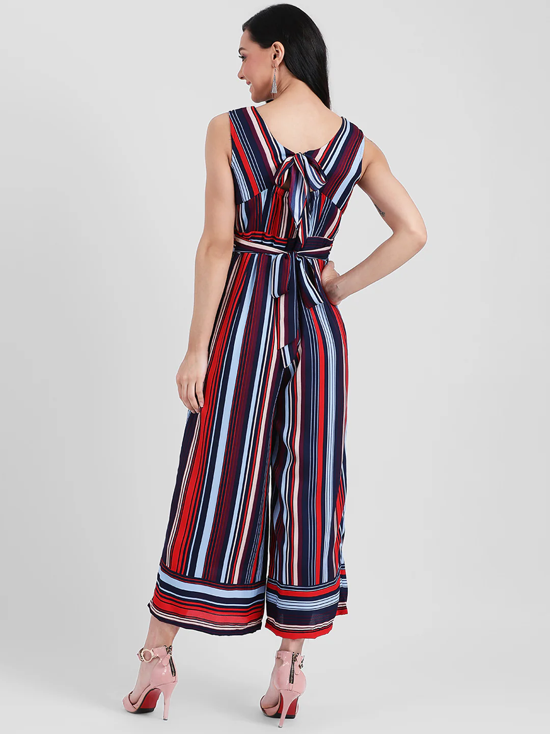 Multi Colored Striped Straight Jumpsuit - Image 4