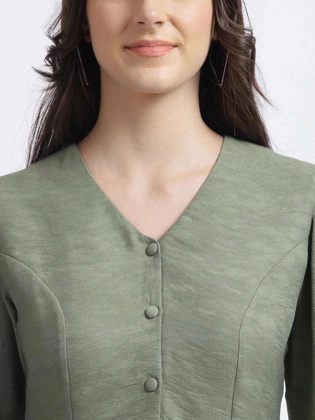 Olive Green Solid Regular Top - Image 6