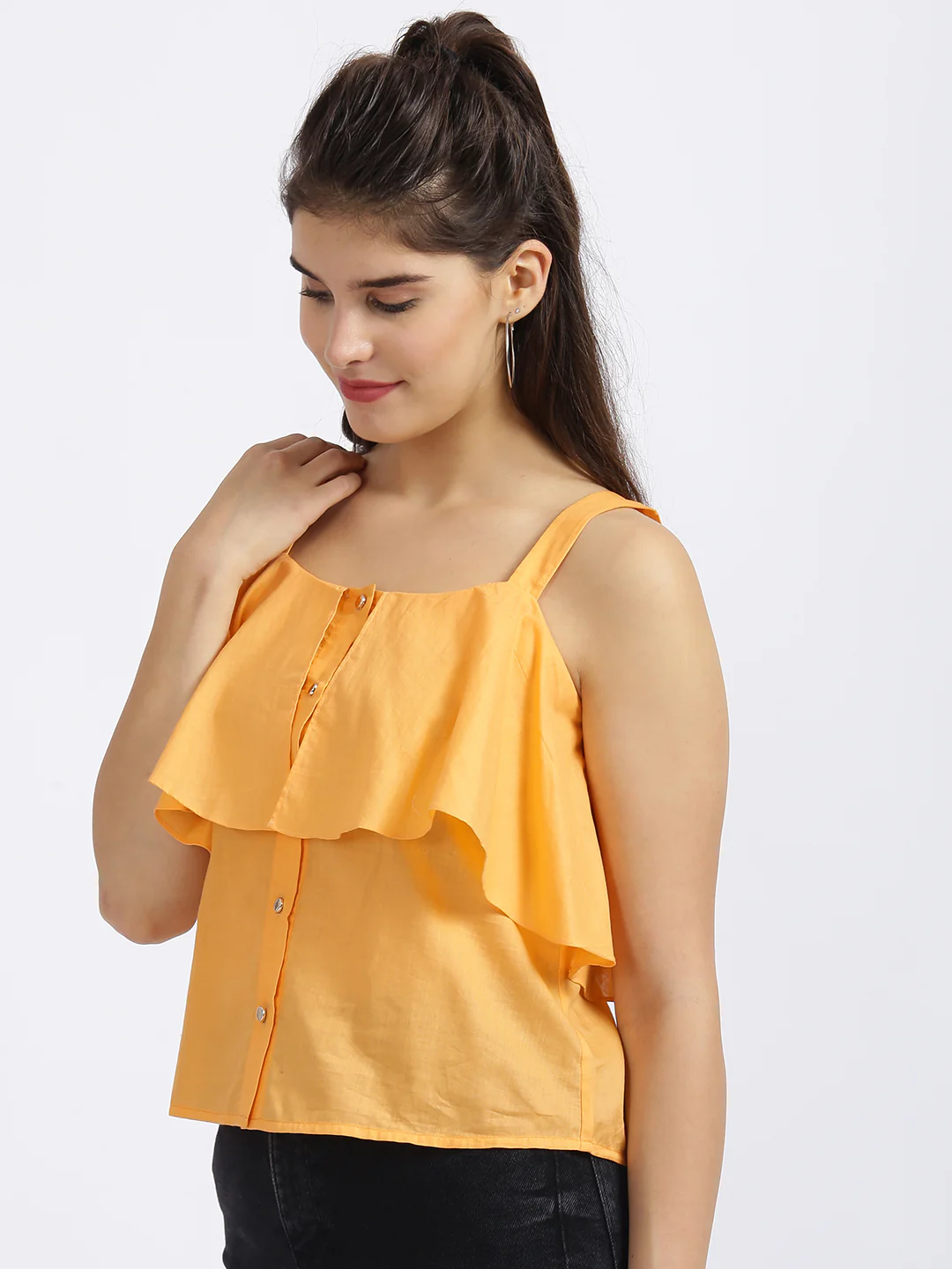 Orange Self Design Strappy Top - Image 2