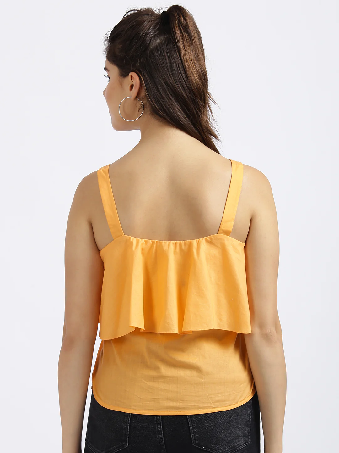 Orange Self Design Strappy Top - Image 4