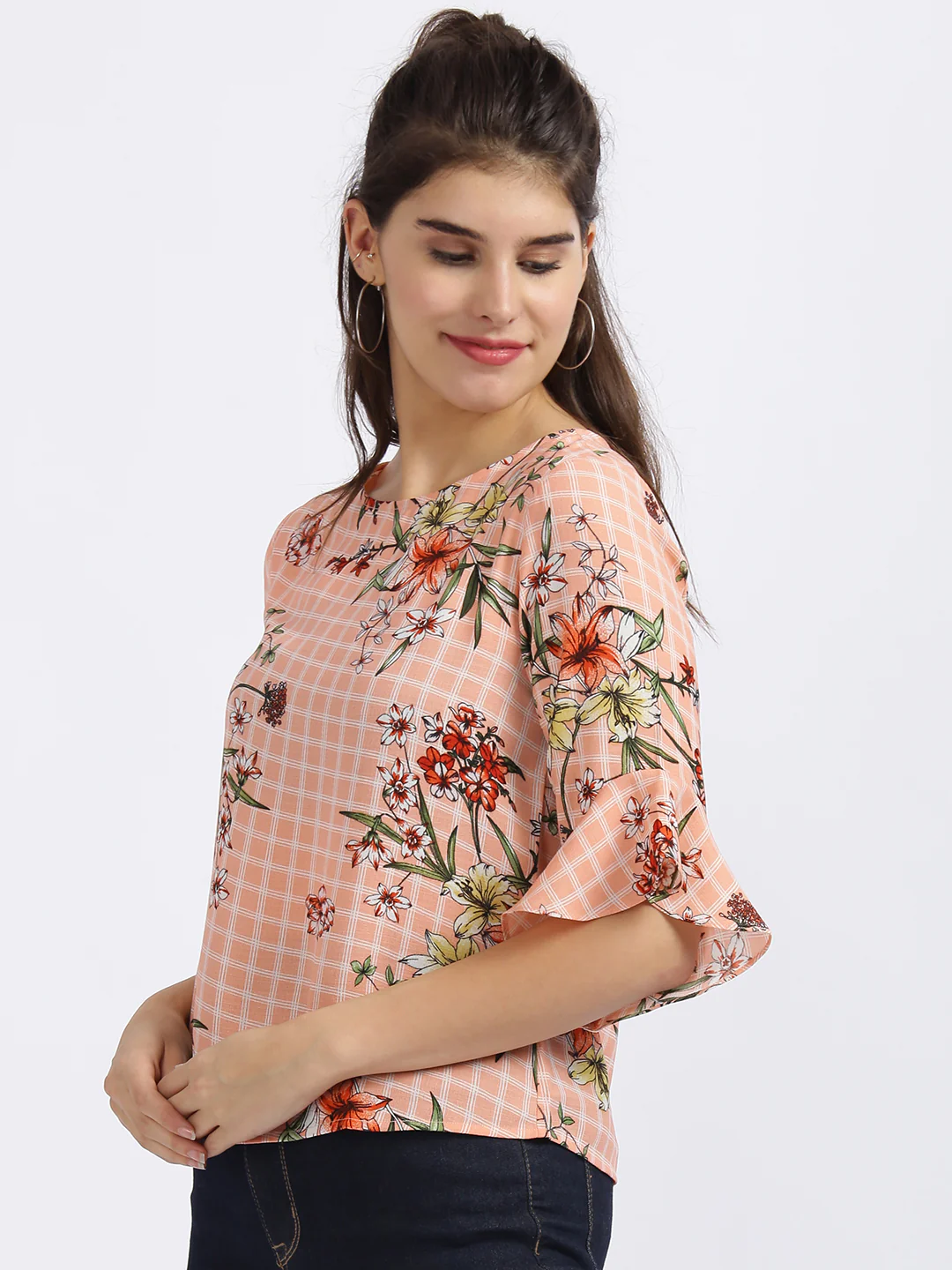 Peach Floral Print Top - Image 2