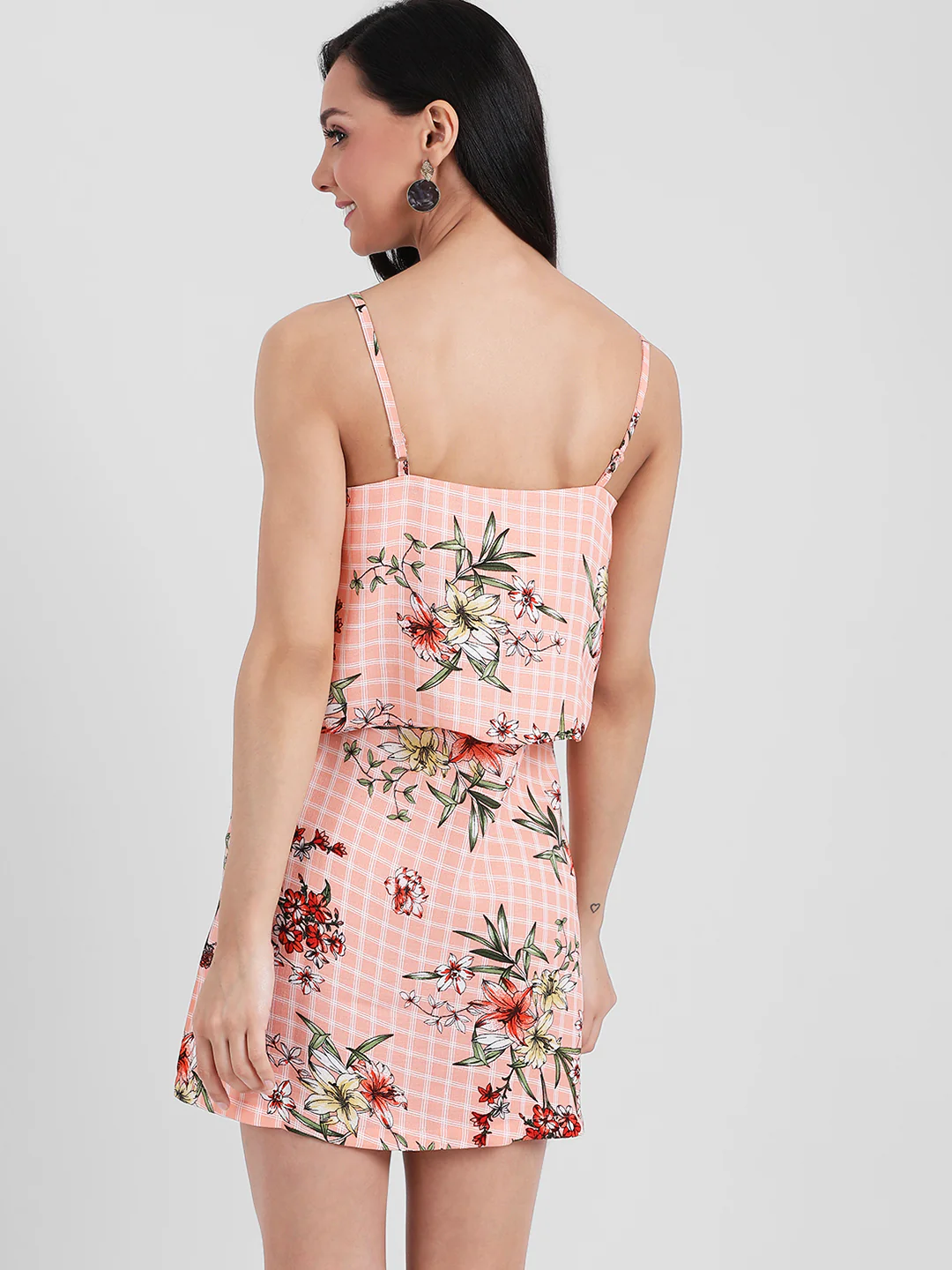 Peach Floral Print Strappy Tunic - Image 4