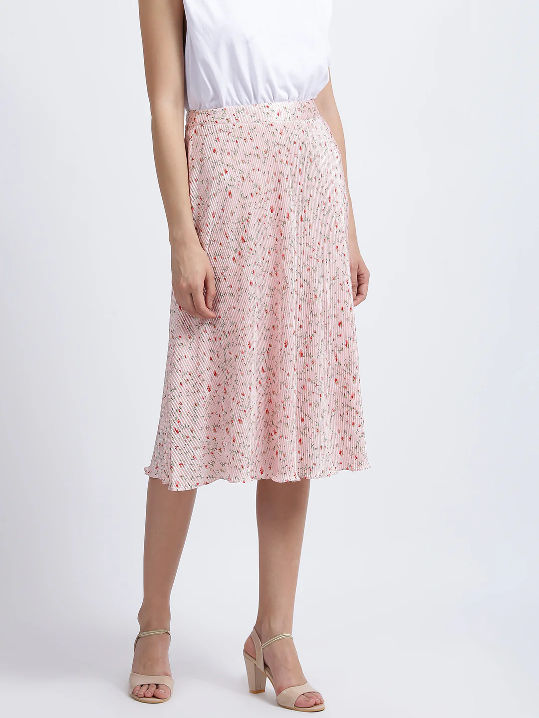 Pink Floral Print High Waisted Skirt - Image 4