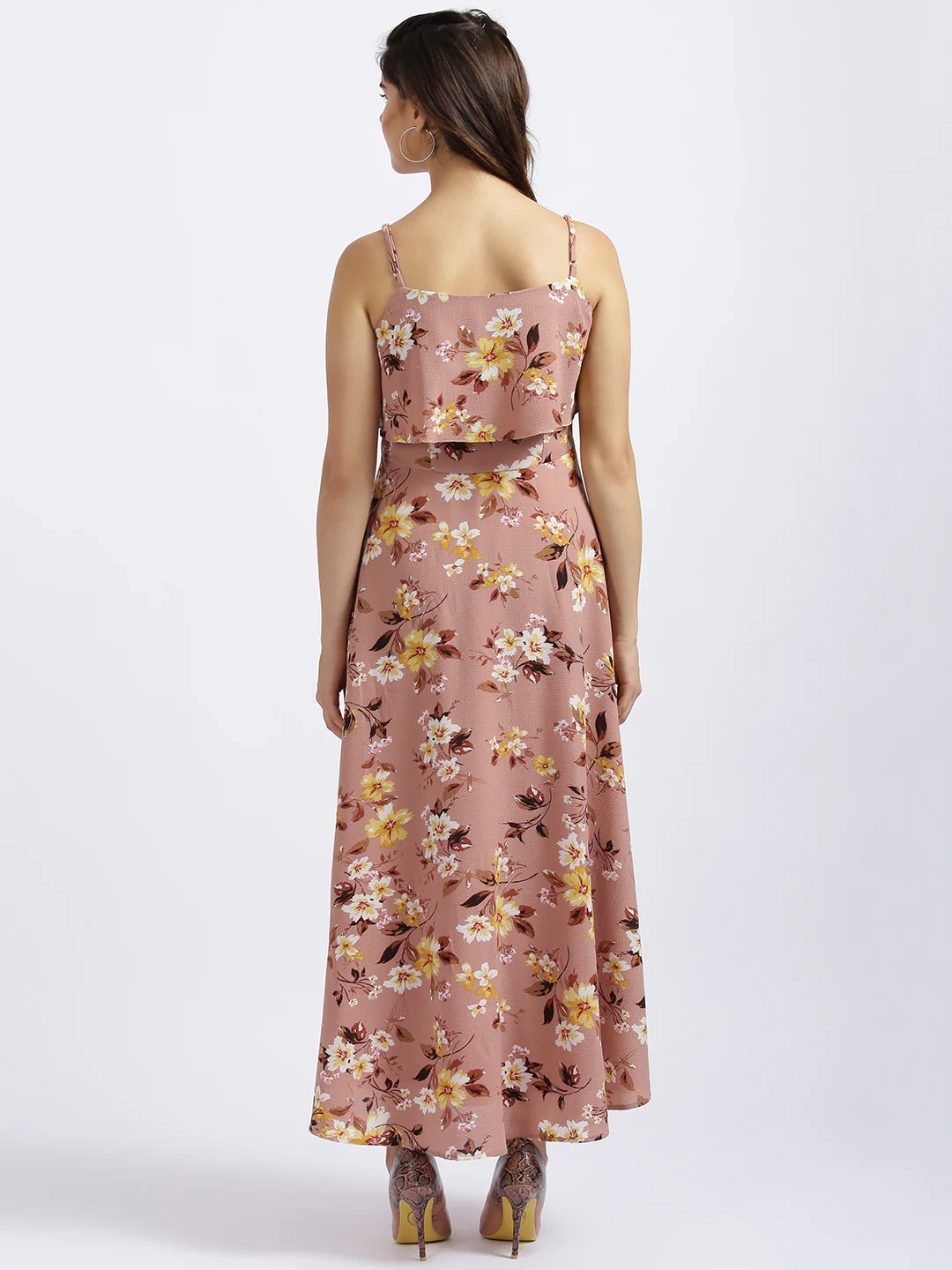 Pink Floral Print Layered Dress - Image 4