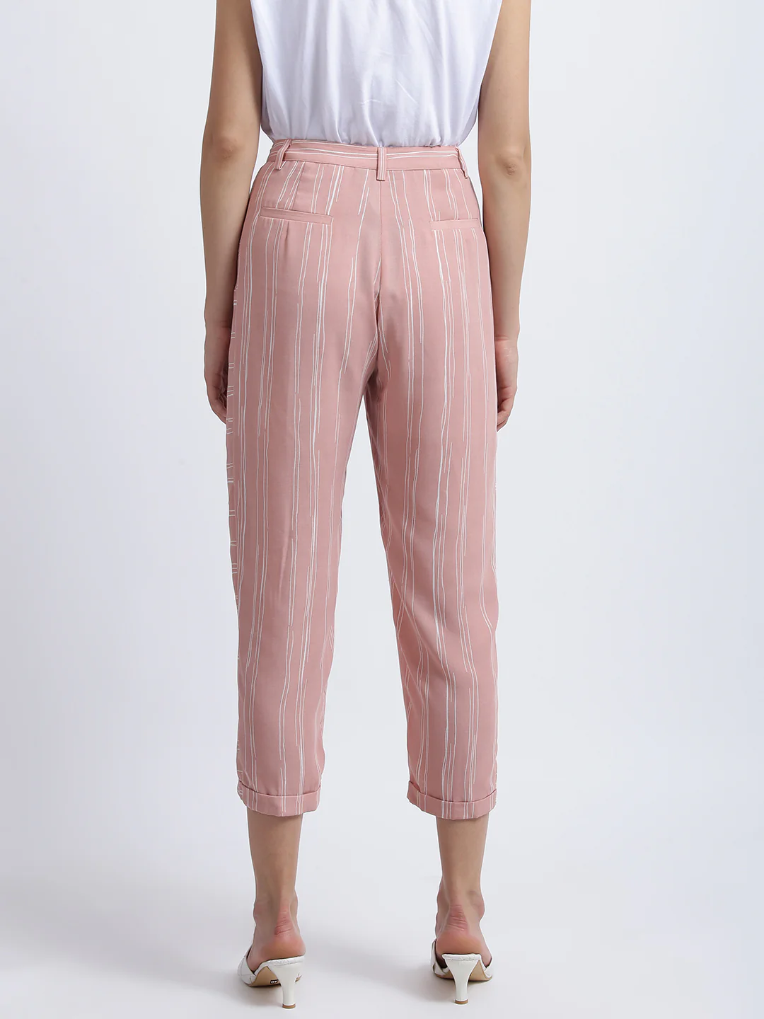 Pink Striped High Waisted Trouser - Image 5