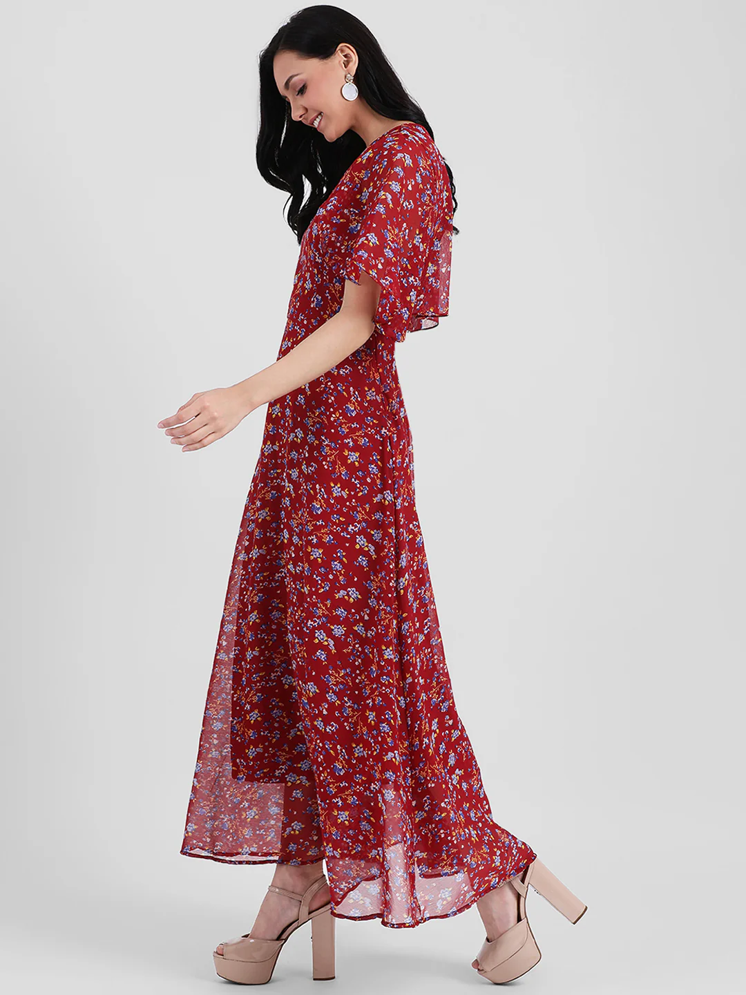 Red Printed Maxi Dress - Image 2