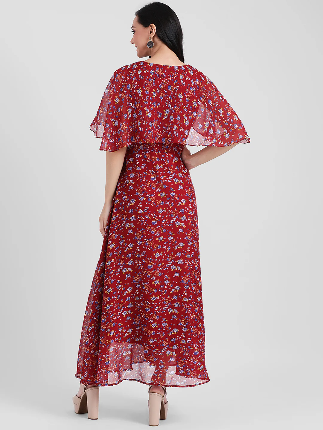 Red Printed Maxi Dress - Image 4
