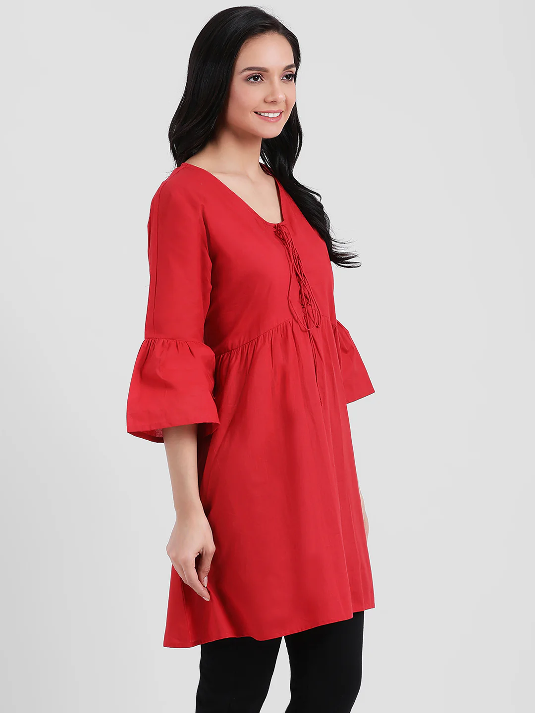 Red Solid Tunic - Image 3