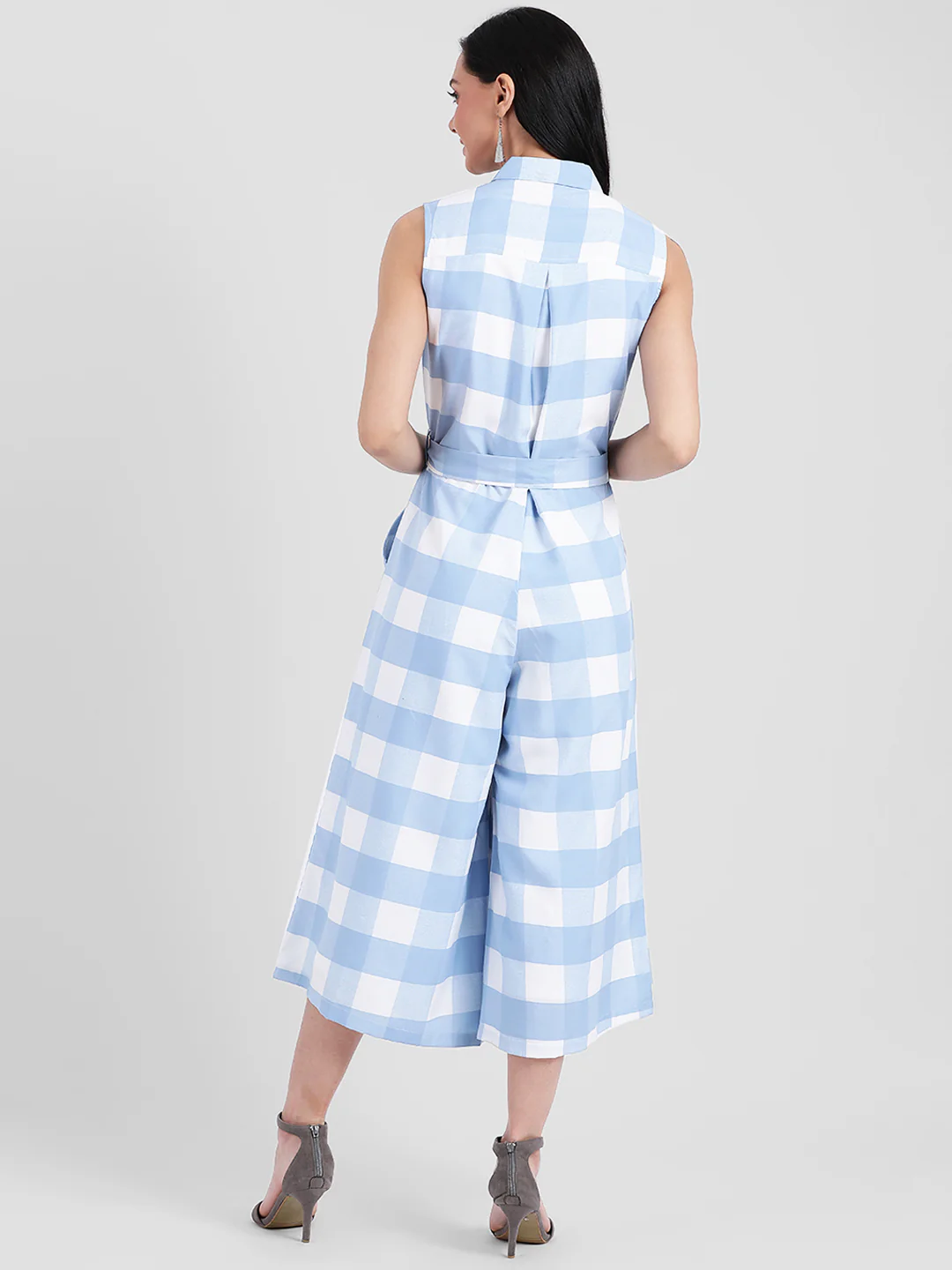 Blue Checked Jumpsuit - Image 4