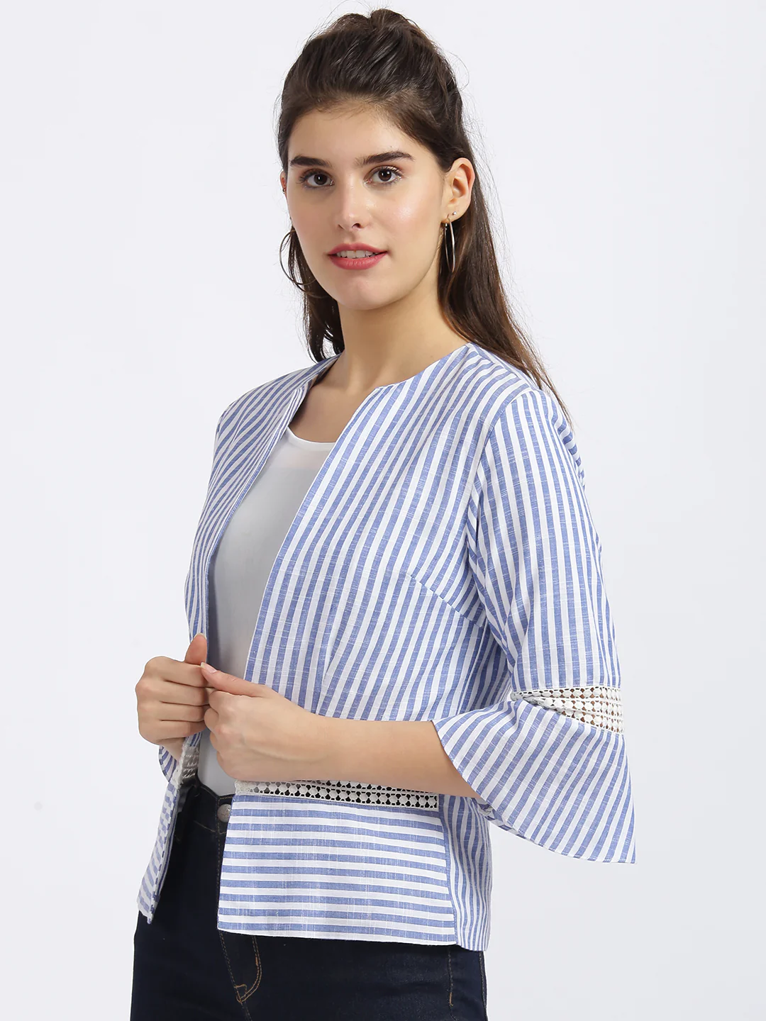 White Striped Regular Shrug - Image 2