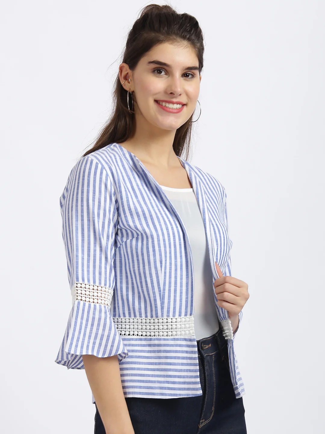 White Striped Regular Shrug - Image 3