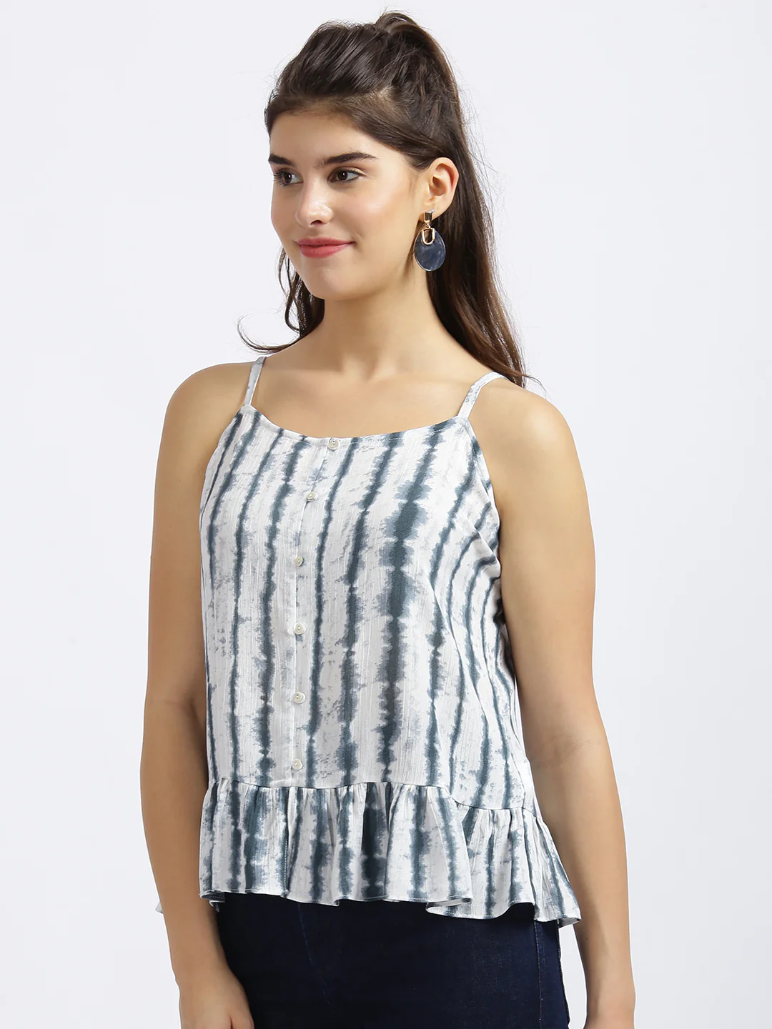 White Tie and Dye Peplum Top - Image 2