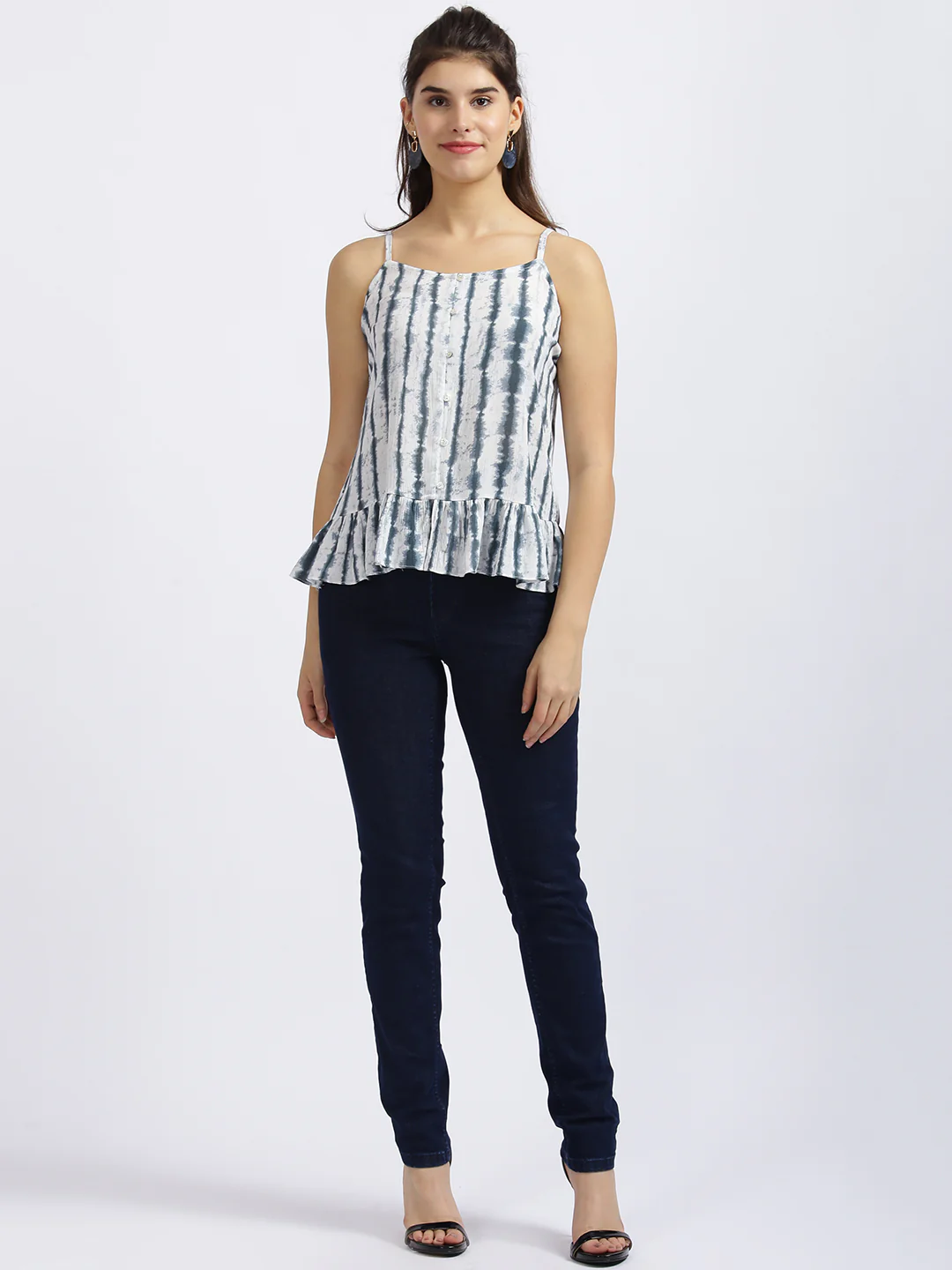 White Tie and Dye Peplum Top - Image 5