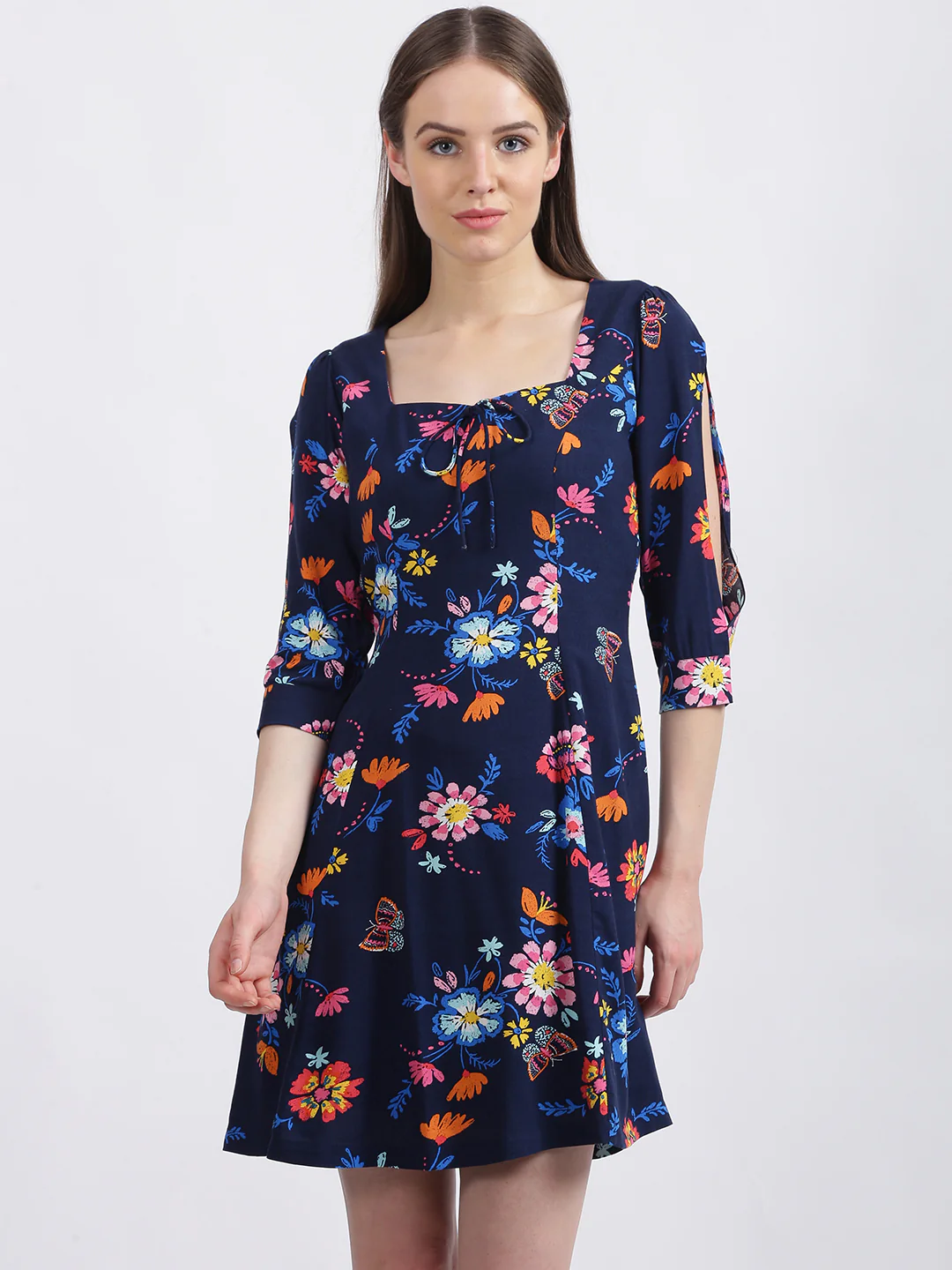 Blue Floral Print Sheath Dress - Image 2