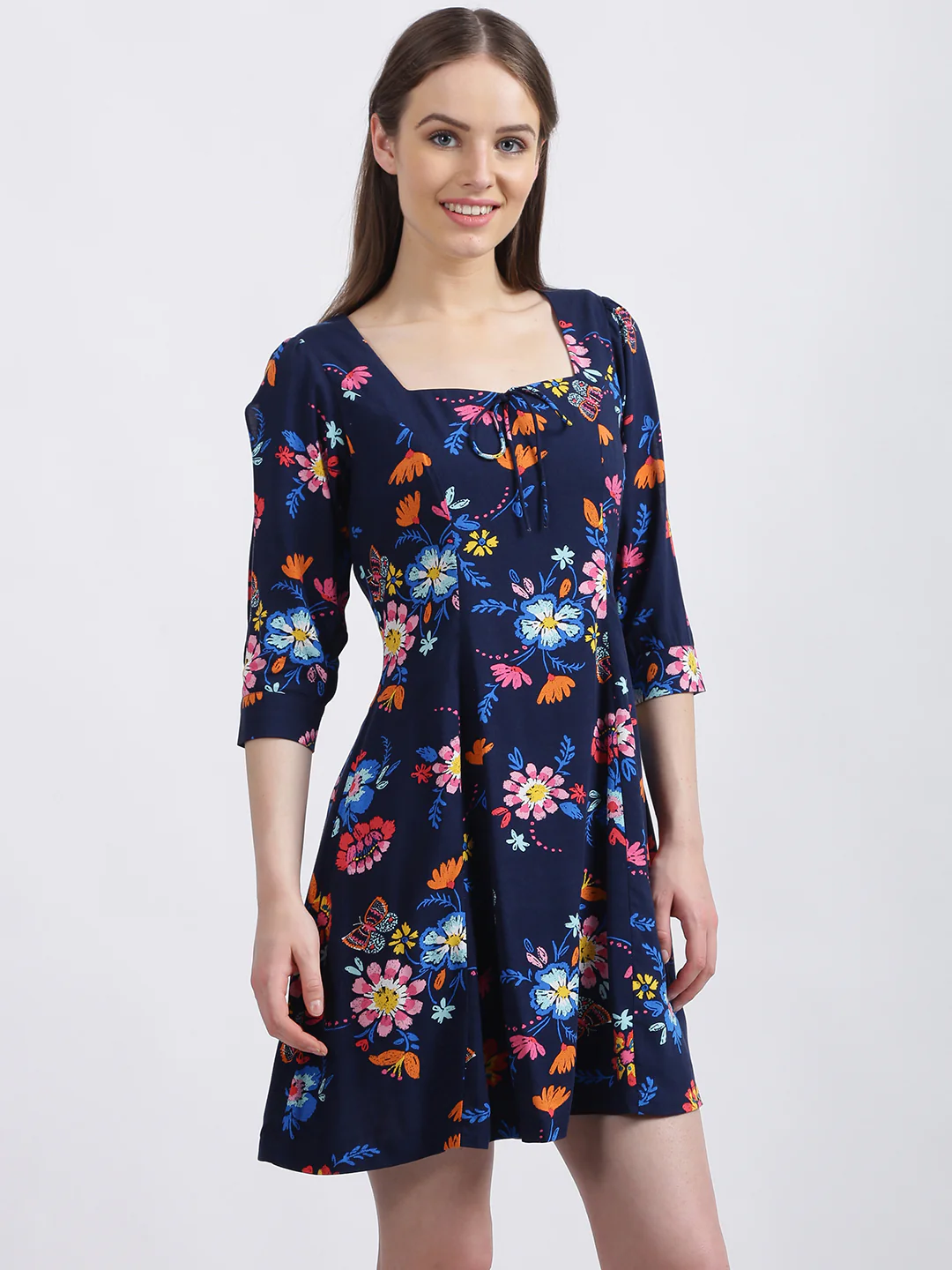 Blue Floral Print Sheath Dress - Image 4
