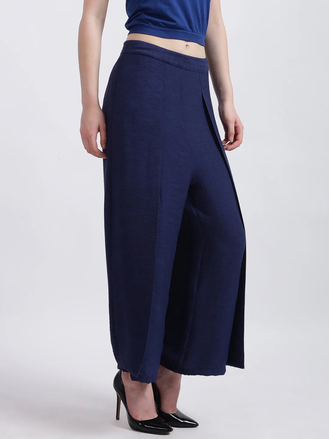 Blue Solid Palazzo - Image 3
