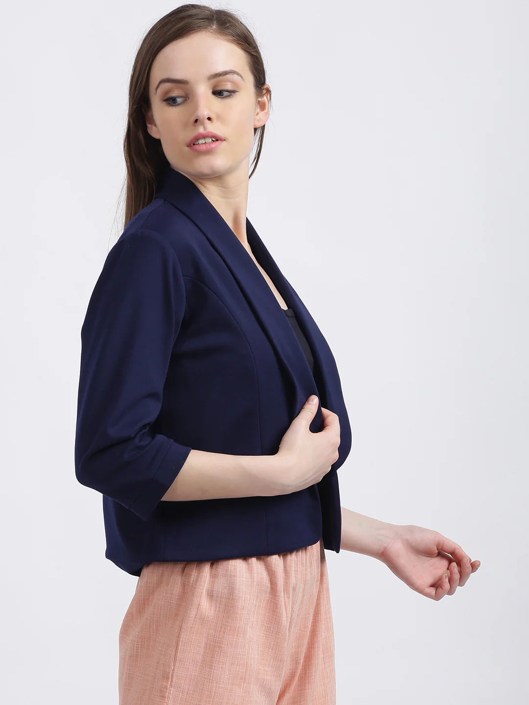 Blue Solid Summer Jacket - Image 3