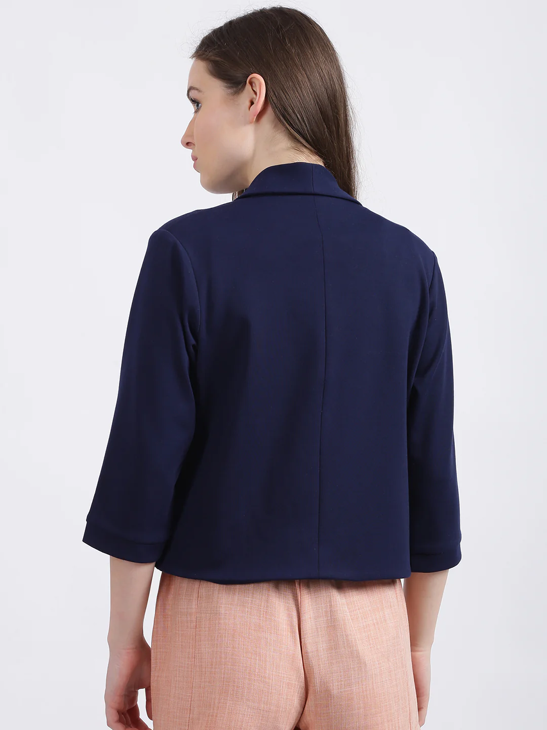 Blue Solid Summer Jacket - Image 4