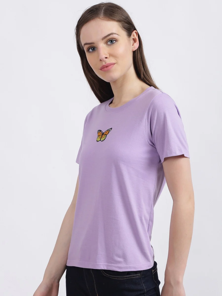 Lavender Graphic Printed Regular T-Shirt - Image 4
