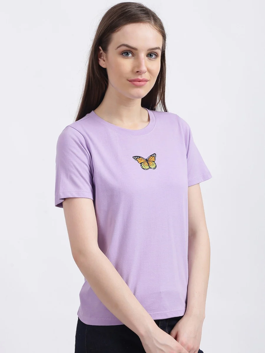 Lavender Graphic Printed Regular T-Shirt - Image 5