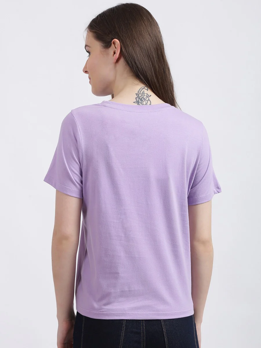 Lavender Graphic Printed Regular T-Shirt - Image 6