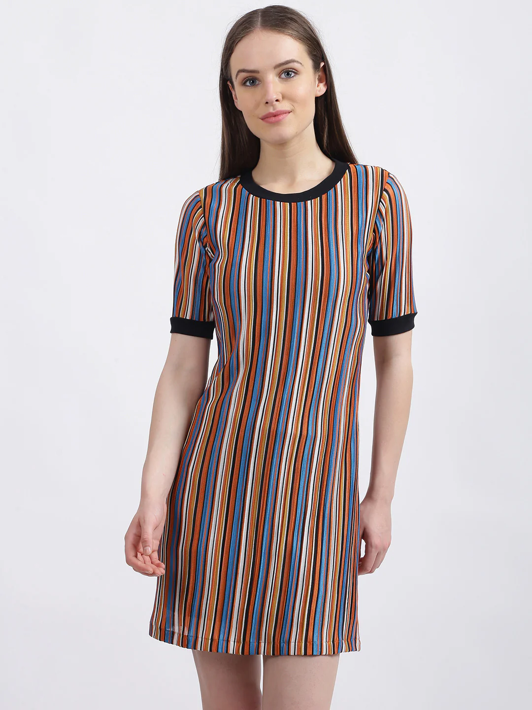 Multi Striped Sheath Short Dress - Image 2