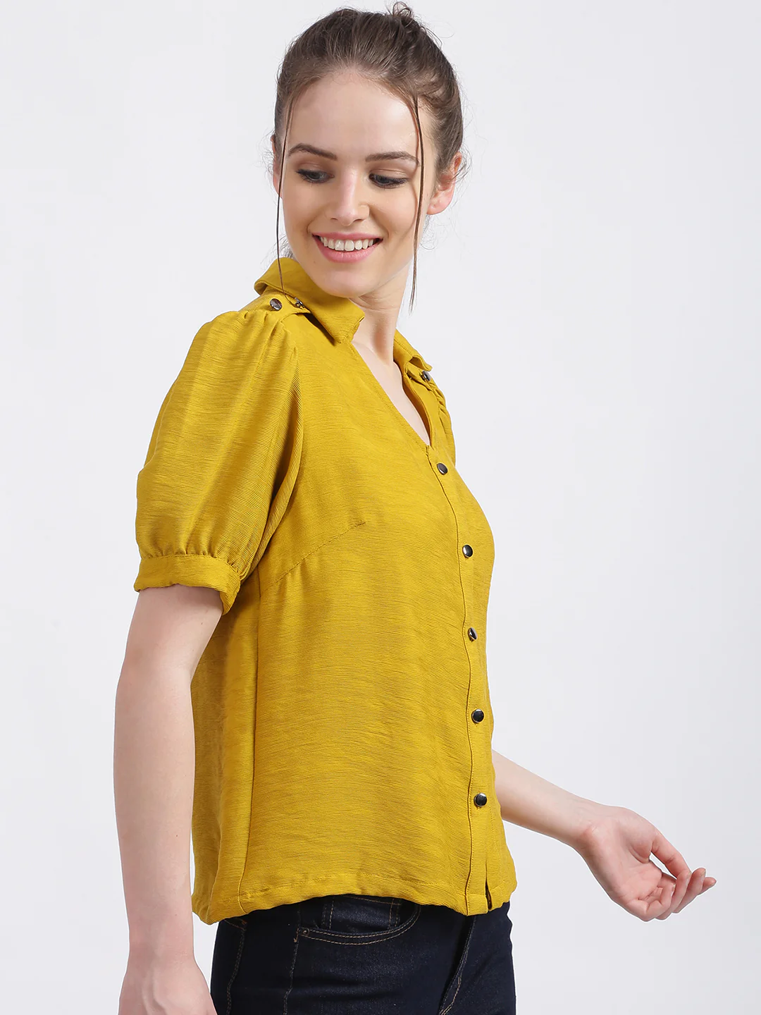 Mustard Solid Regular Top - Image 3