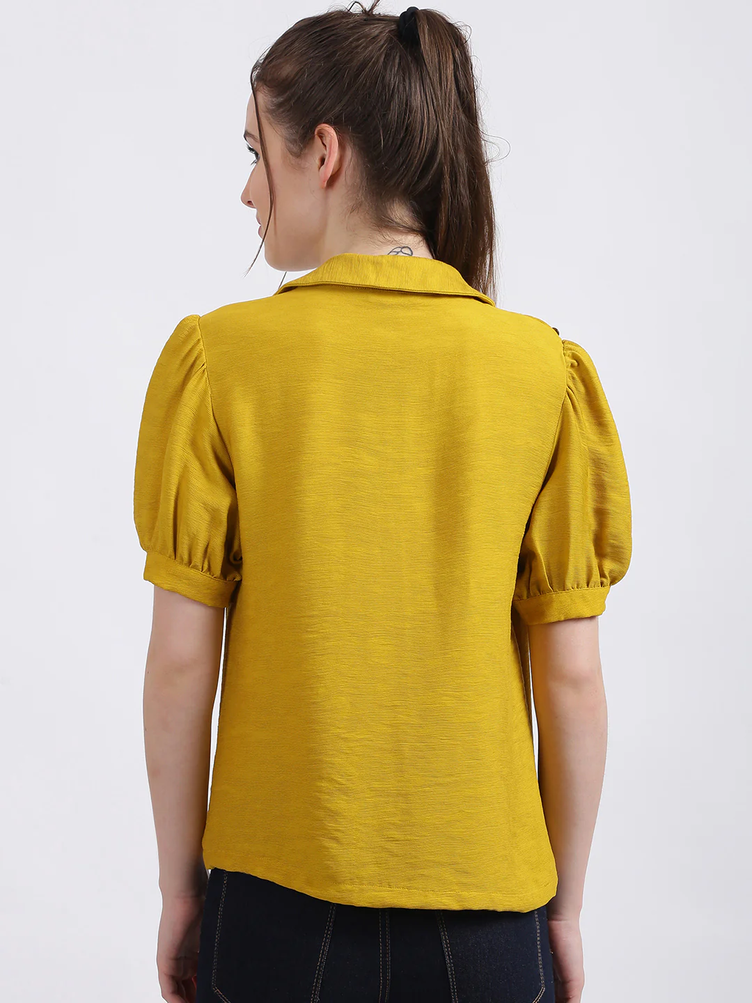 Mustard Solid Regular Top - Image 4