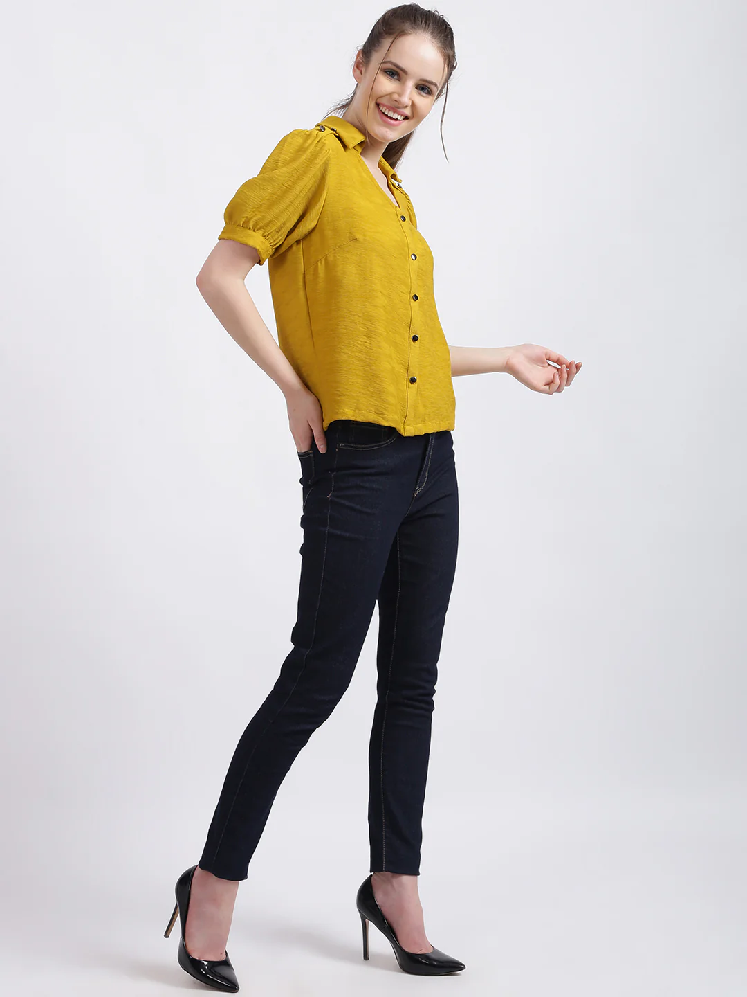 Mustard Solid Regular Top - Image 5