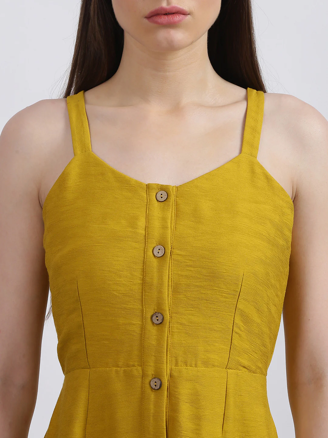 Mustard Yellow Solid A-Line Dress - Image 6